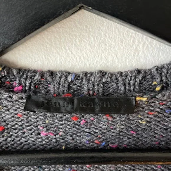 Jenni Kayne Grey Multi Color Speckle Cable Knit Sweater - Picture 2 of 6